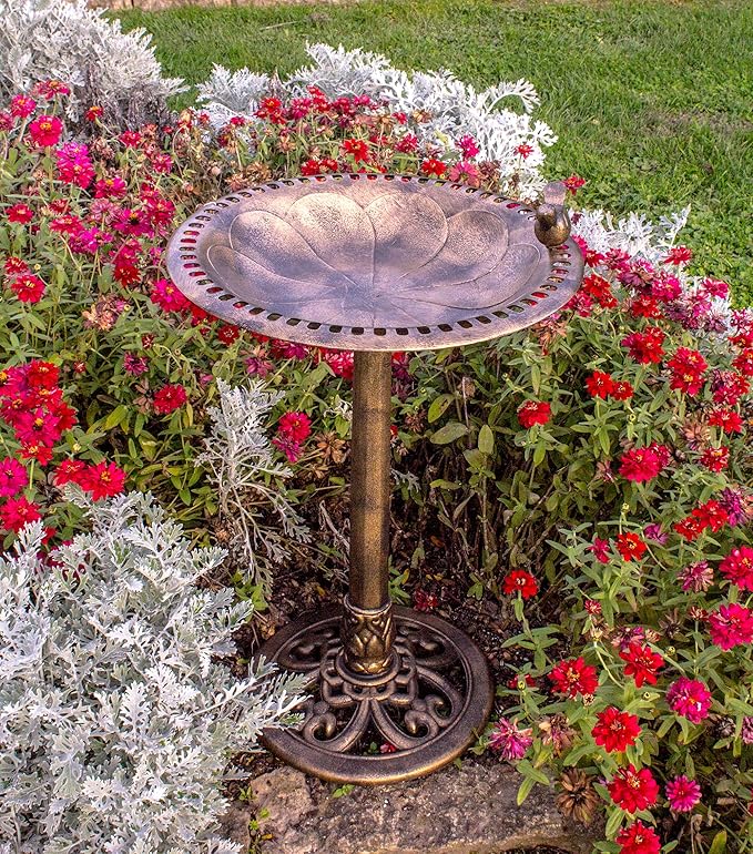 Backyard Expressions Patio · Home · Garden 912449-WB Outdoor Garden Bird Bath- Bronze- Weather Resistant Polyresin-30 Inch-Backyard Expressions
