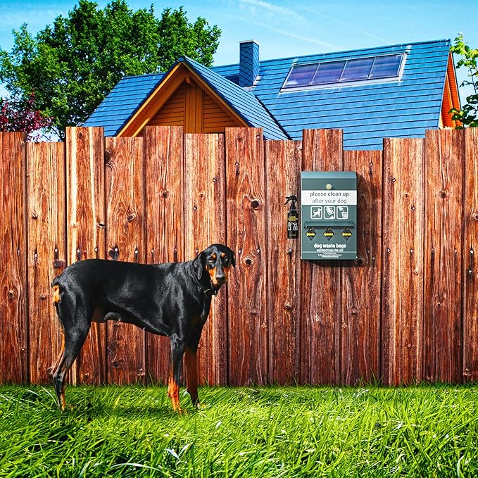 Original Glow in the Dark Dog Poop Station Outdoor - Triple Storage Pet Waste Station with Lock and Rain Guard - 600 Dog Poop Bags Included