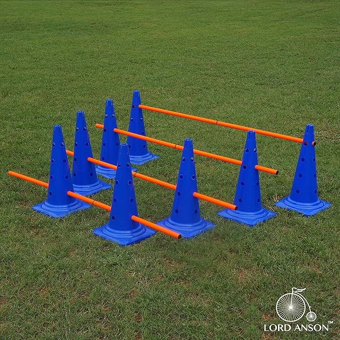 Dog Agility Hurdle Cone Set - 8 Cones & 4 Rods - Adjustable, Versatile, Heavy Duty - Agility, Obedience, Rehabilitation