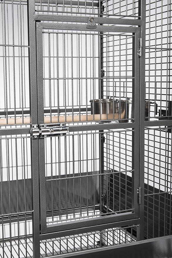Prevue Pet Products Dometop Bird Cage - for Parrots, Conures, Caiques, Small Cockatoos, Big Bird Cage with Wheels, Indoor or Outdoor - Large, Black Hammertone