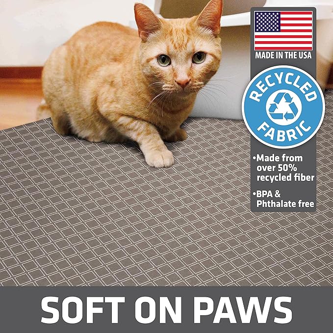 Drymate Cat Litter Box Mat, Litter Trapping Mat, Waterproof, Urine-Proof, Absorbent, Machine Washable, Soft on Paws, Contains Mess, Protects Floors, Kitten Supplies, Taupe, 29x36 XL