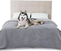 Bedsure Waterproof Dog Blankets for Bed - Pet Blanket for Bed Couch Protector Washable, Jacquard Coral Fleece Cat Throw Blanket, Soft Plush Reversible Furniture Protection, King, 86x108, Grey