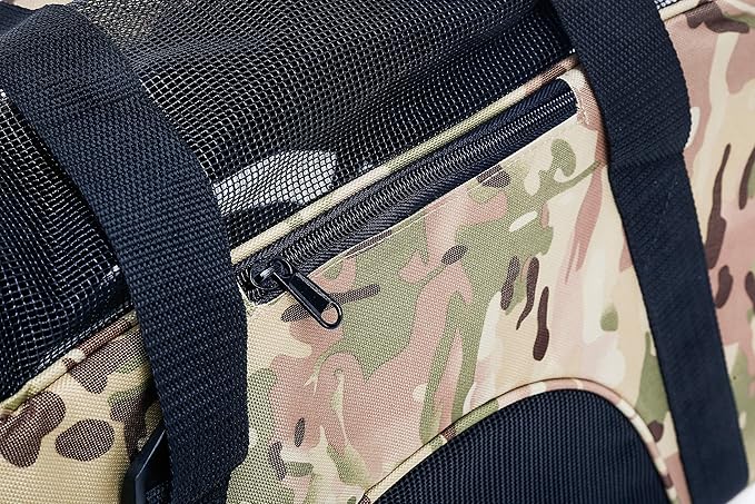 Pawer Soft-Sided Pet Carrier for Cat and Small Dog,Desert Camouflage Pattern,Medium Size,Washable Cloth Airline Approved Travel Tote,with 2 Mesh Opens and a Strap for Carry,Multiple Colors Available