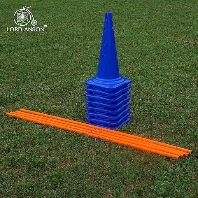 Dog Agility Hurdle Cone Set - 8 Cones & 4 Rods - Adjustable, Versatile, Heavy Duty - Agility, Obedience, Rehabilitation