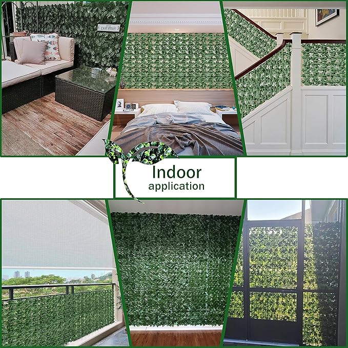 Artificial Fence Privacy Screen: 5FT x 50FT UV-Anti Faux Greenery Backdrop Ivy Chain Link Shades Panels for Patio, Balcony, Garden,Deck,Backyard Indoor Outdoor Green Wall Decor