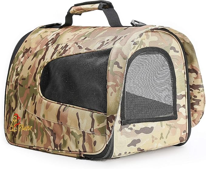 Pawer 18” x 11”x 11” Soft-Sided Foldable Airline Approved Pet Carrier for Cat, Puppy and Small Dog, Washable 600D Oxford Fabric, with Handle and Strap for Carry, Multiple Colors Available